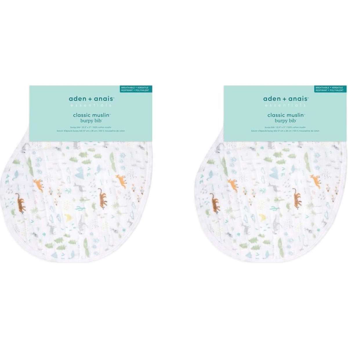 Aden & Anais Voyager Essential Classic Baby Single Burpy Bib 2PK
