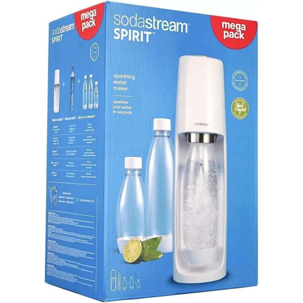 SodaStream Spirit Mega Pack Sparkling Water/Soda Maker White 60L