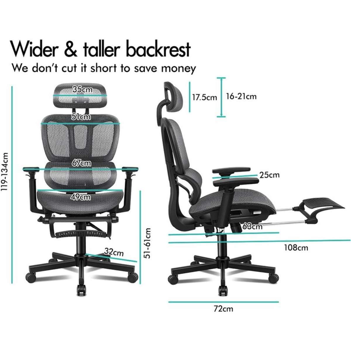 Alfordson Ergonomic Office Chair Mesh Executive Seat Work Computer ...