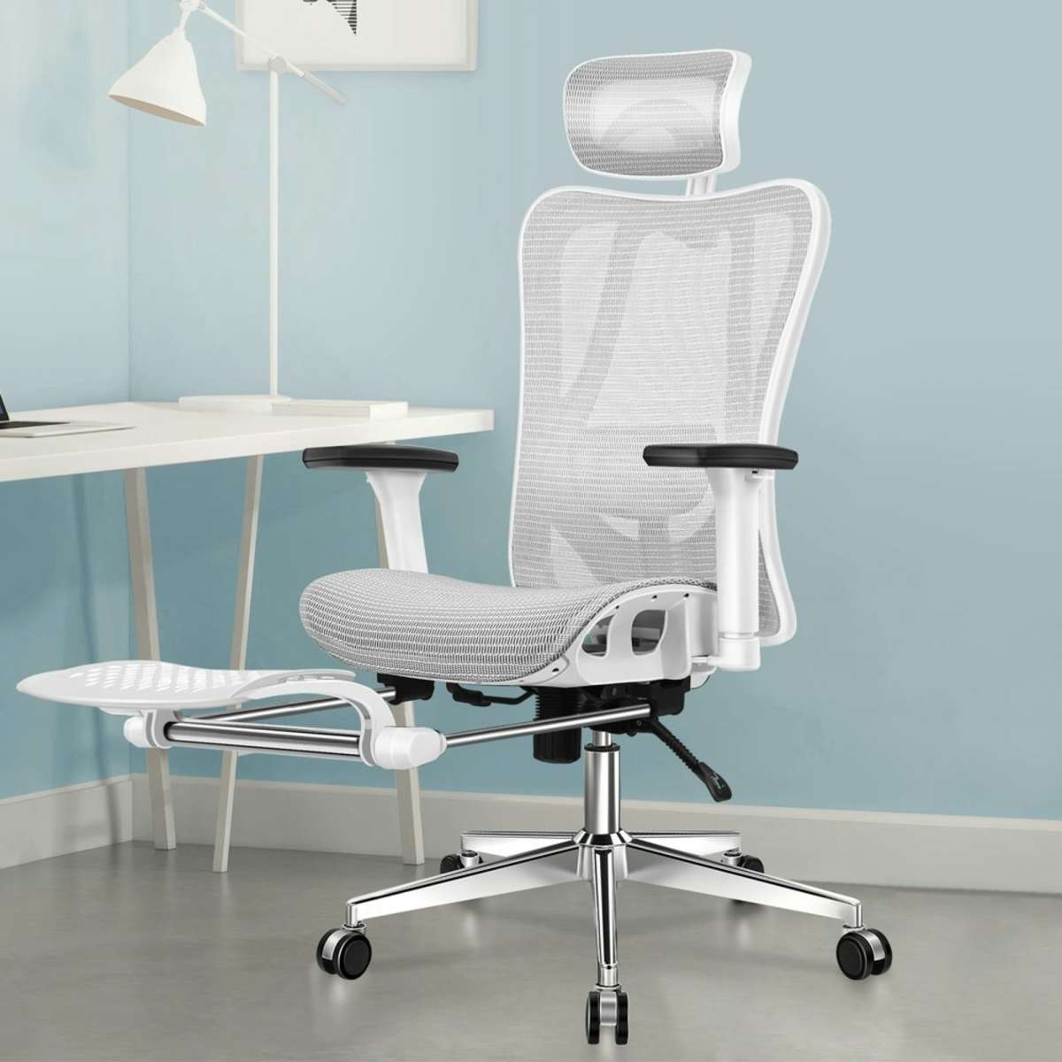 ALFORDSON Ergonomic Office Chair Mesh Grey White Woolworths