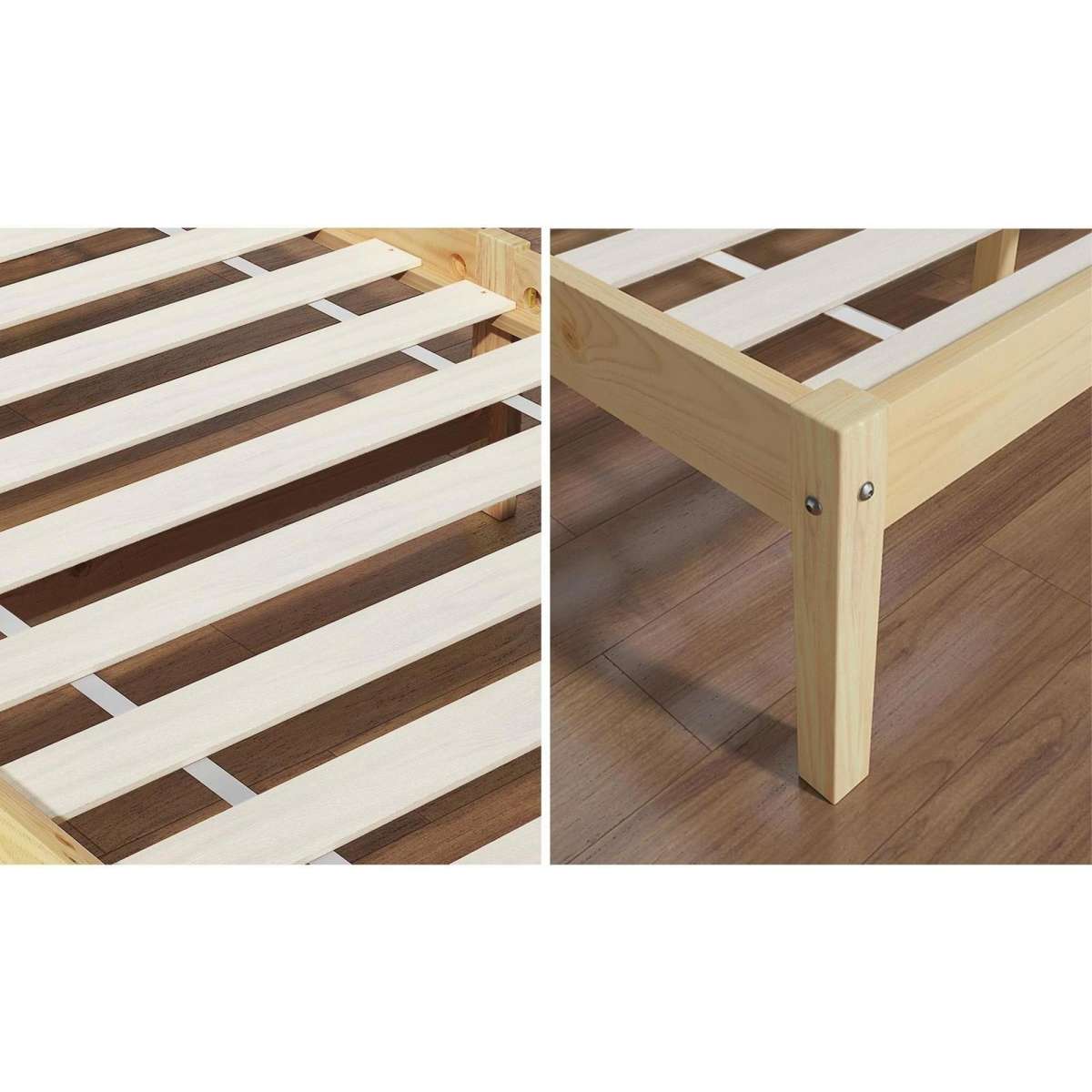 Oikiture Bed Frame King Single Size Wood Timber Base Platform Headboard