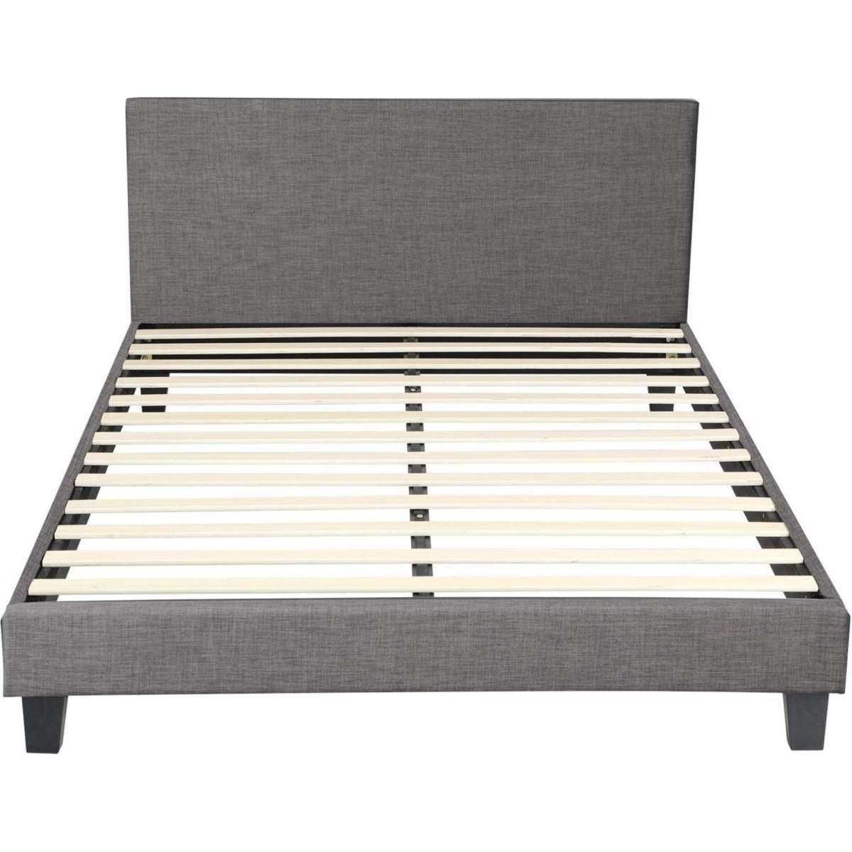 Oikiture Bed Frame Queen Size Wooden Slats Grey Fabric | Woolworths