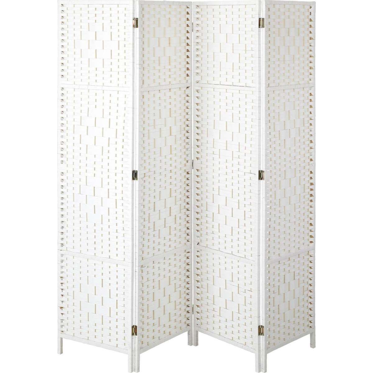 Oikiture 4 Panel Room Divider Screen Privacy Dividers Woven Wood 