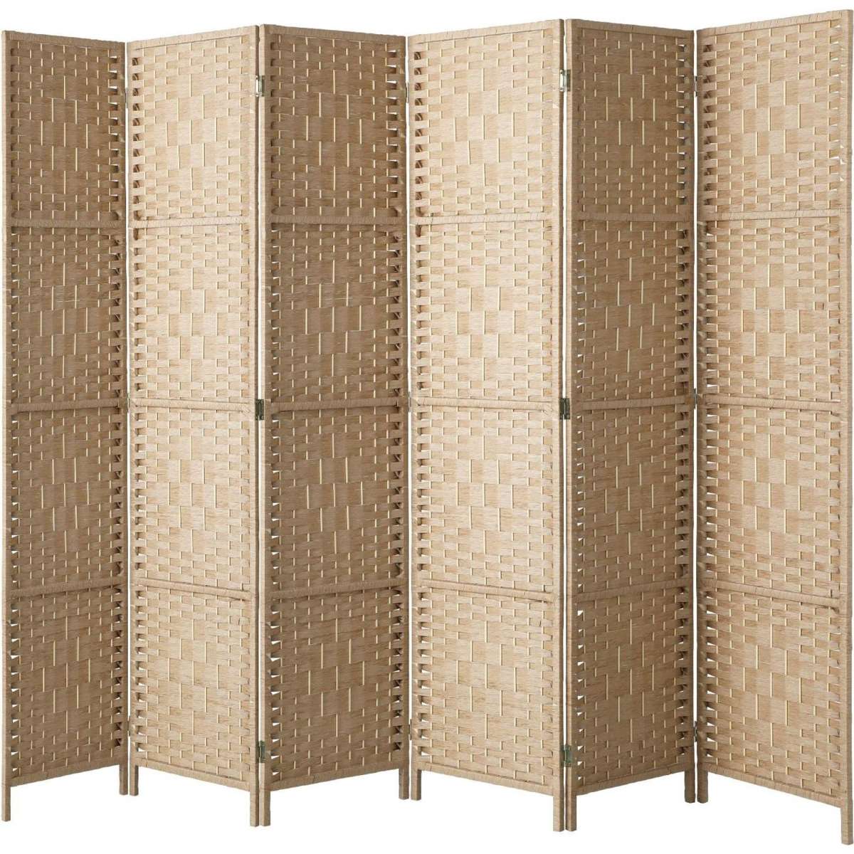 Oikiture 6 Panel Room Divider Privacy Screen Dividers Woven Wood Fold ...