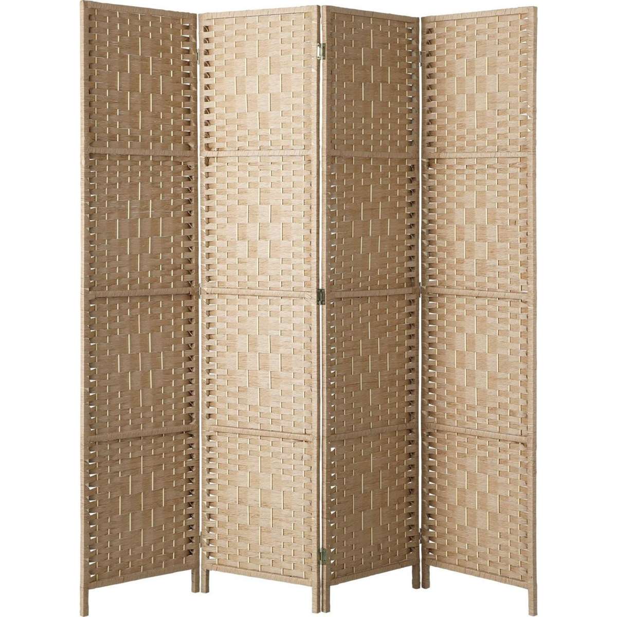 Oikiture 4 Panel Room Divider Privacy Screen Dividers Woven Wood Fold ...