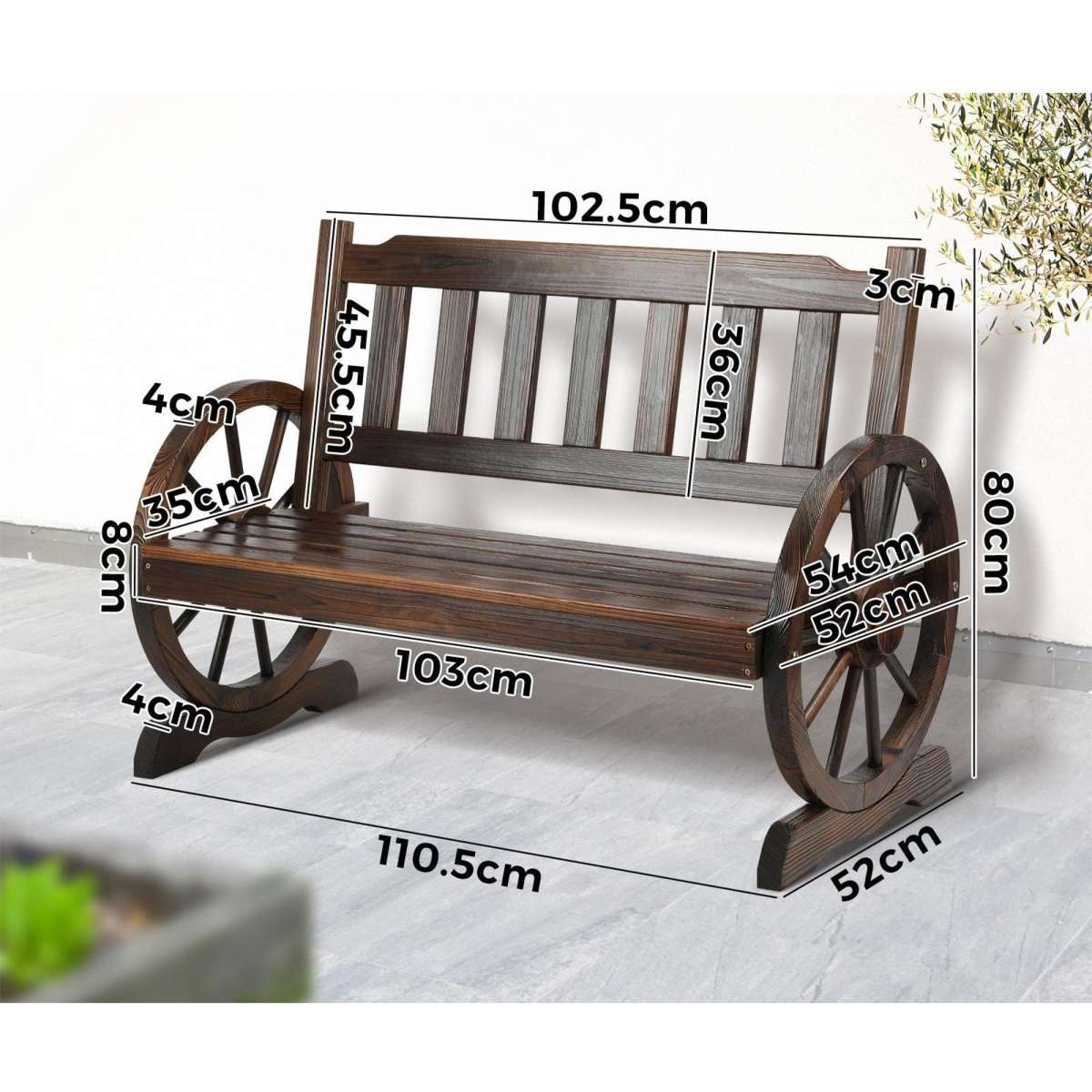 Livsip Garden Bench Wagon Chairs Outdoor Furniture Wheel Chair Backyard Lounge Woolworths