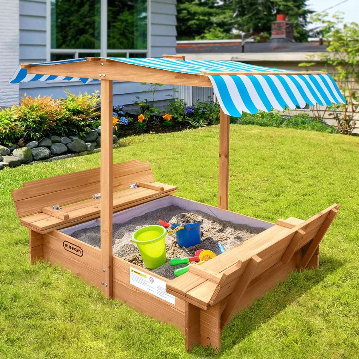 Mazam Kids Sandpit Outdoor Toys Wooden Sandbox Beach Play Box Children