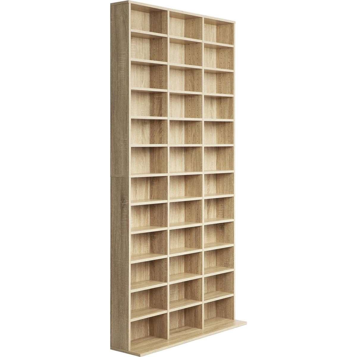 Oikiture Bookshelf Display Shelf Bookcase CD DVD Storage Media Stand ...