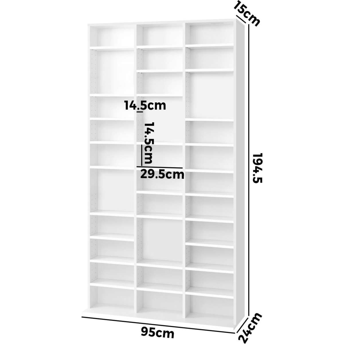 Oikiture Bookcase Bookshelf Display Shelf CD DVD Storage Media Stand Rack White Woolworths