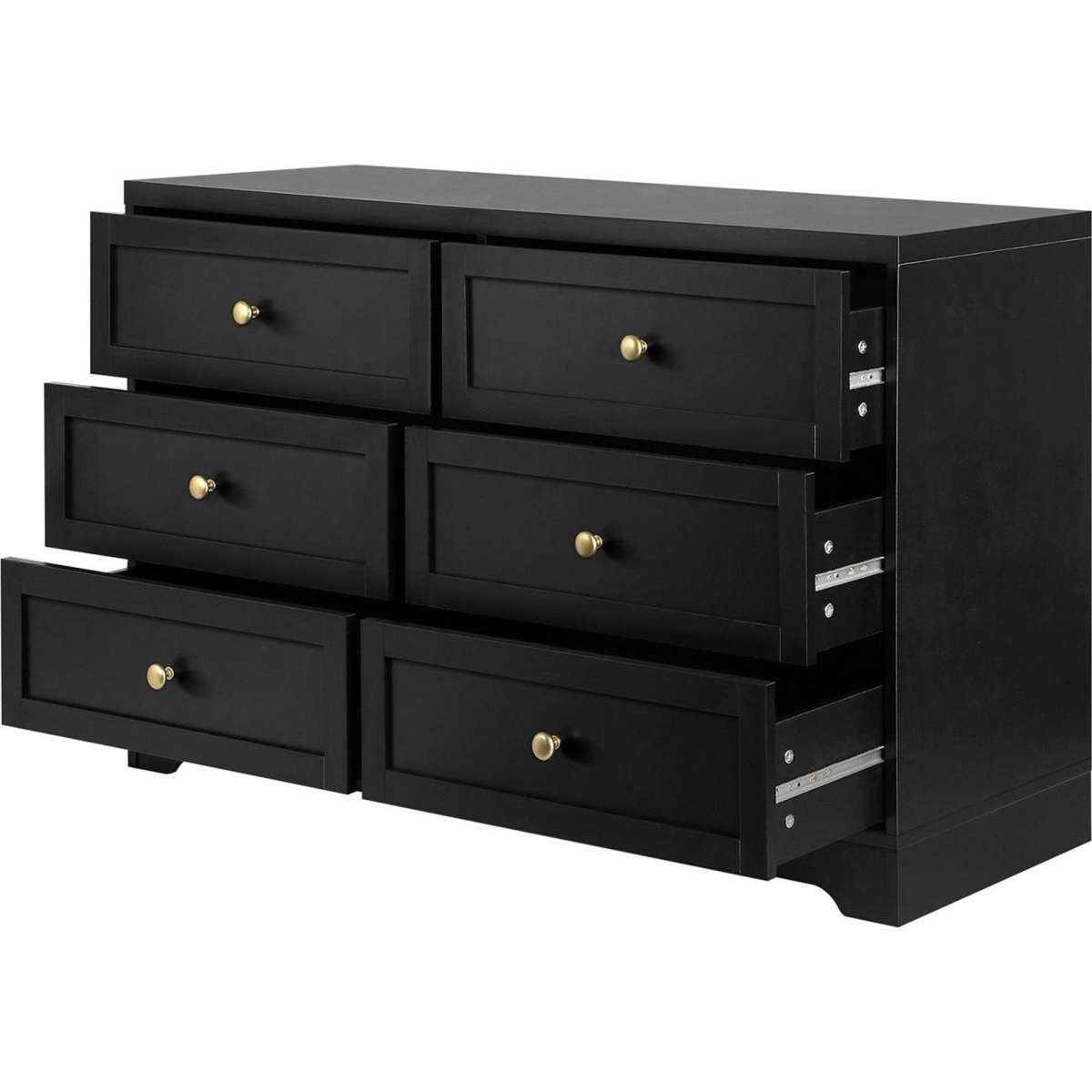 Oikiture 6 Chest of Drawers Tallboy Dresser Table Storage Black