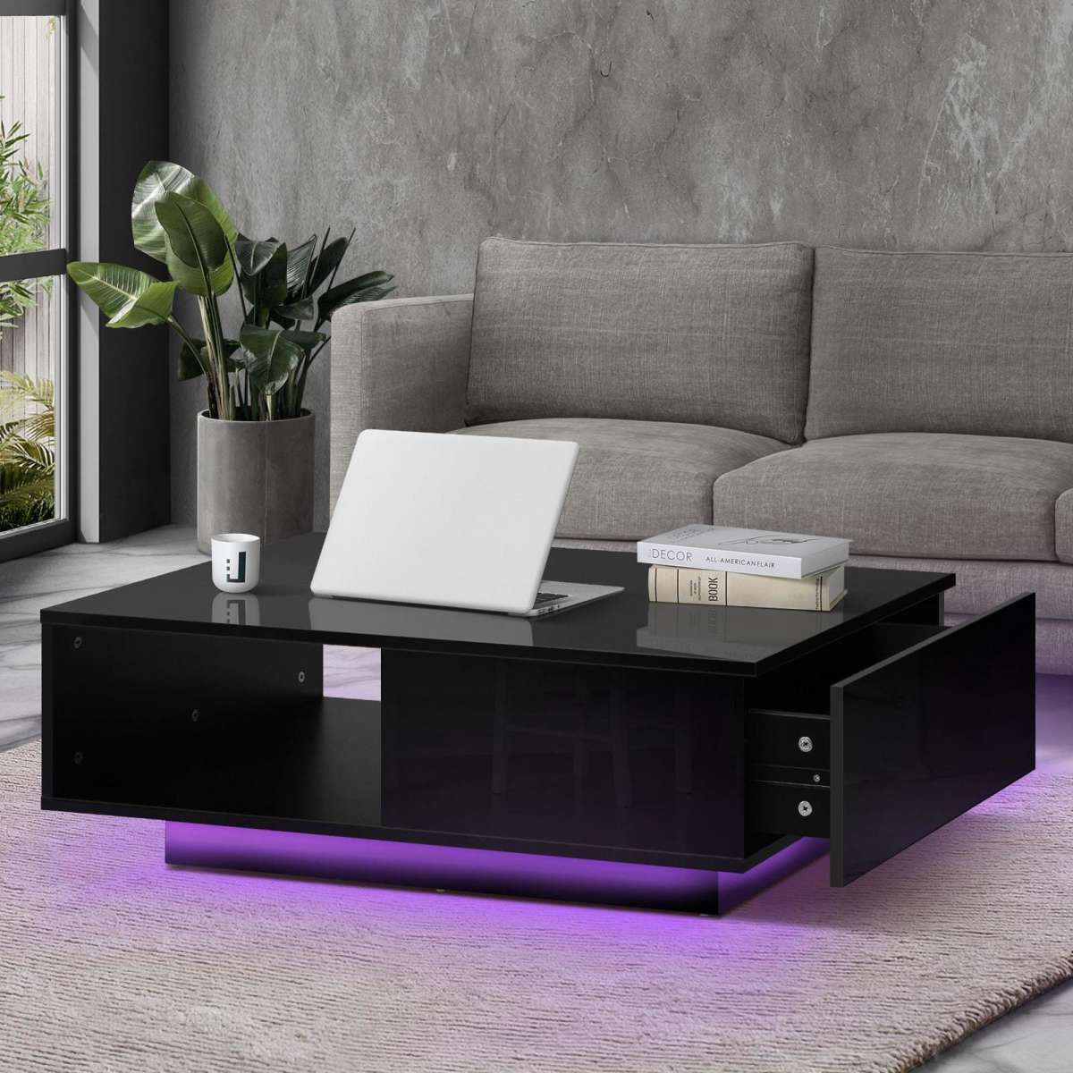 Led coffee store table black