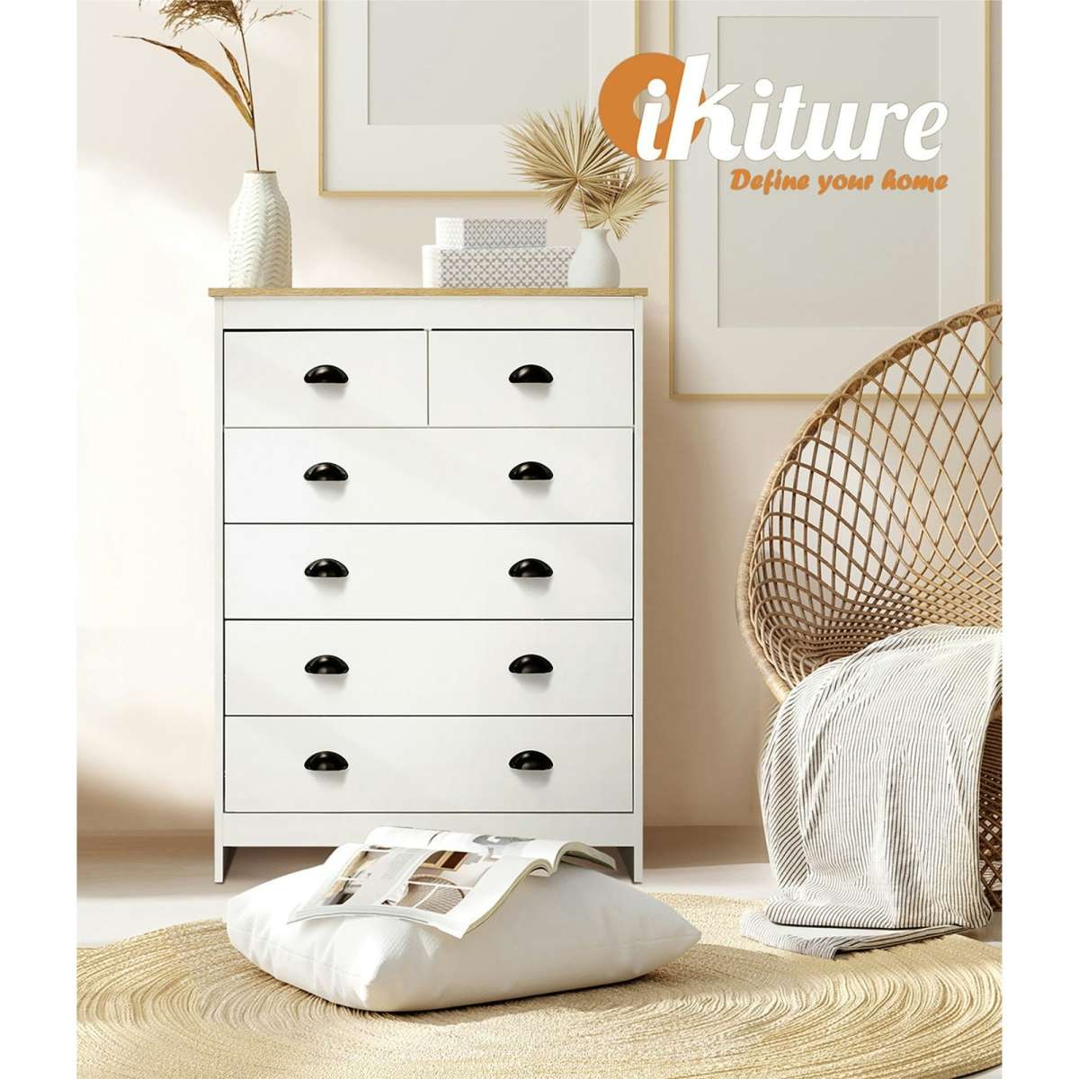 Oikiture White Chest of Drawers 6 Drawer Woolworths