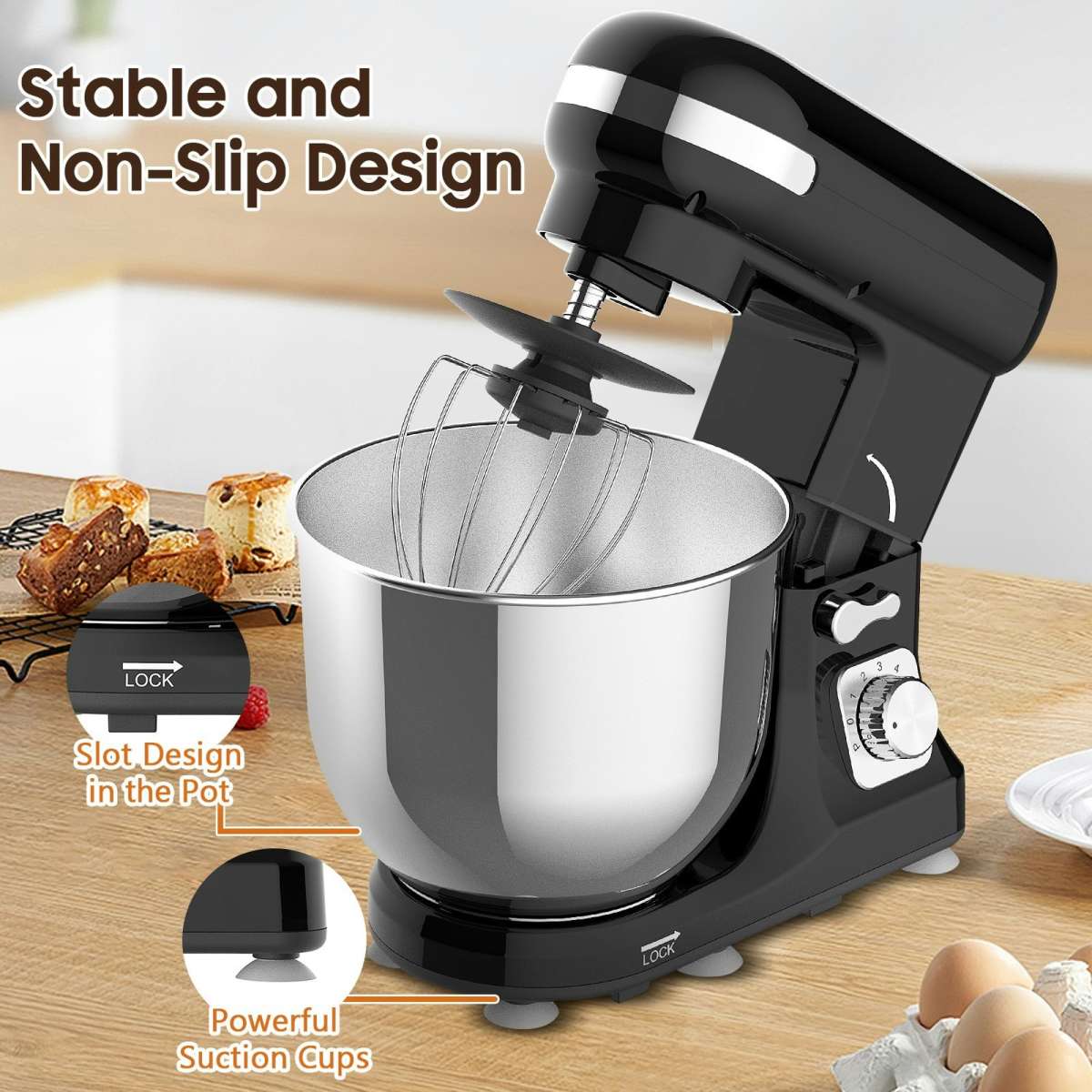 Advwin Stand Mixer 1400W 6.5L Kitchen Food Mixer 6 Speed Pulse Electric