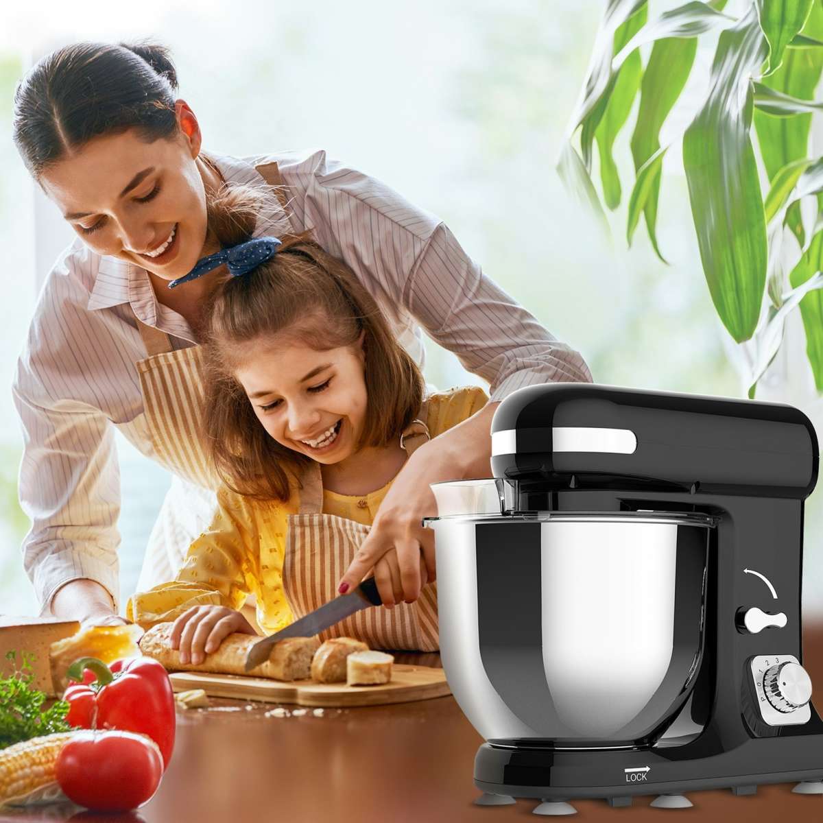 Advwin Stand Mixer 1400W 6.5L Kitchen Food Mixer 6 Speed Pulse Electric