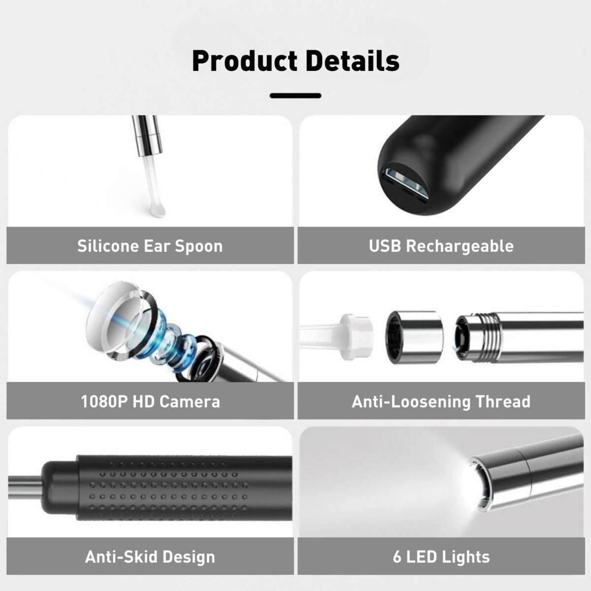 GOMINIMO Ear Wax Removal Tool Ear Cleaner with Camera LED Light Black