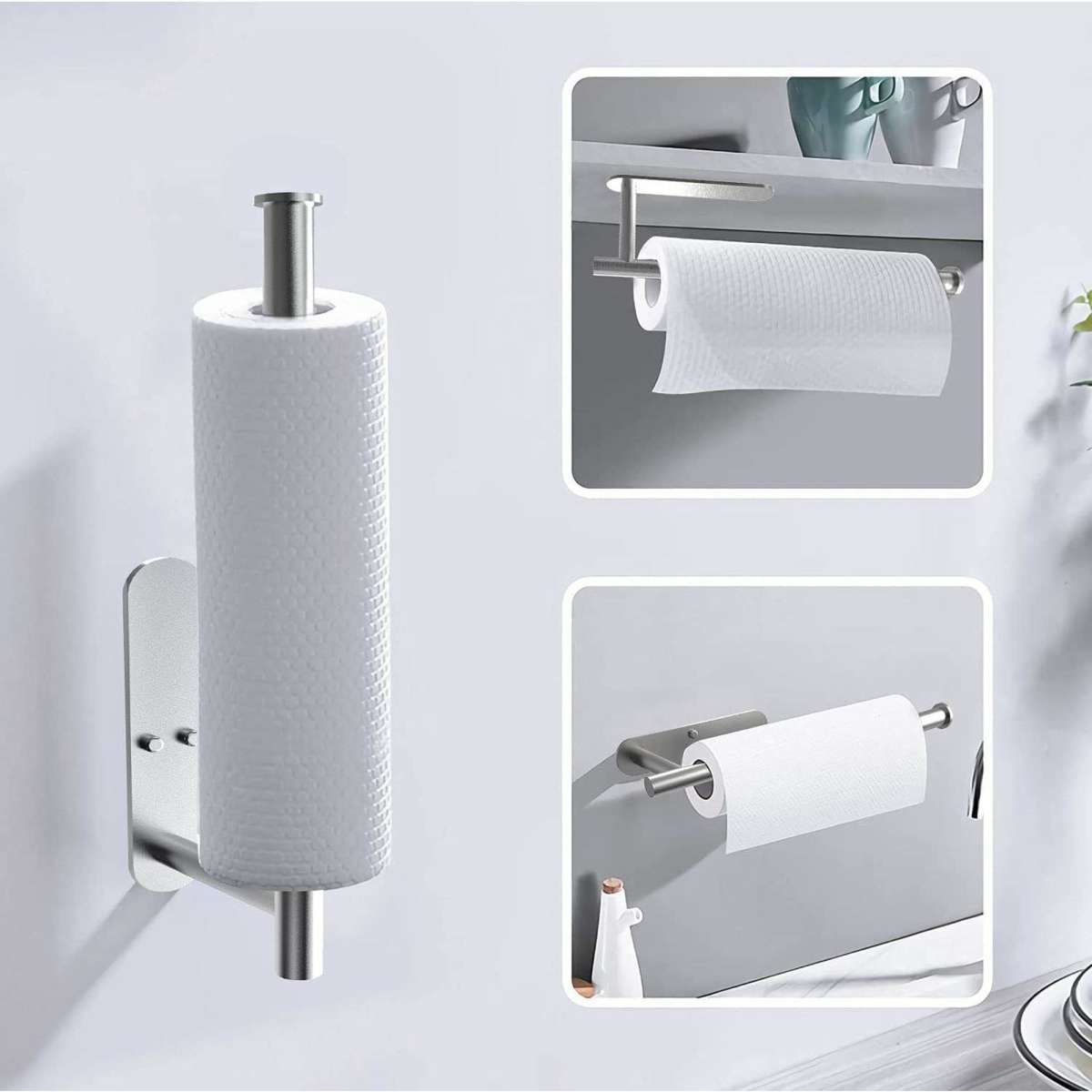 GOMINIMO Self-Adhesive or Drilling Paper Towel Holder Wall Mounted ...