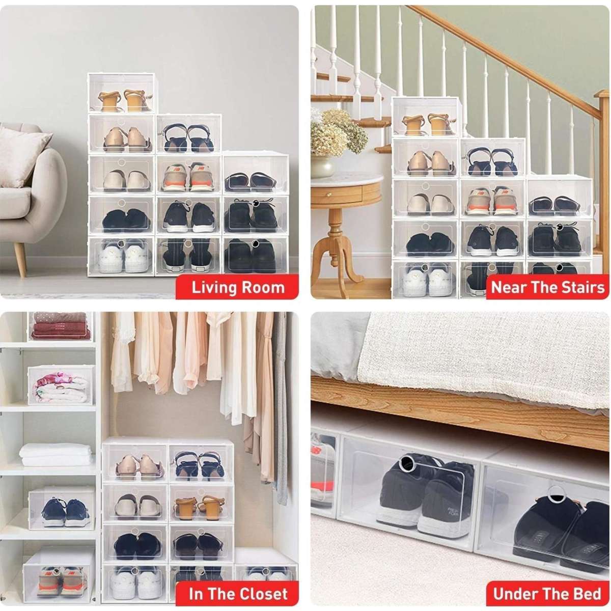 Advwin 27 Pack Shoe Boxes Stackable Plastic Shoe Storage Boxes Woolworths