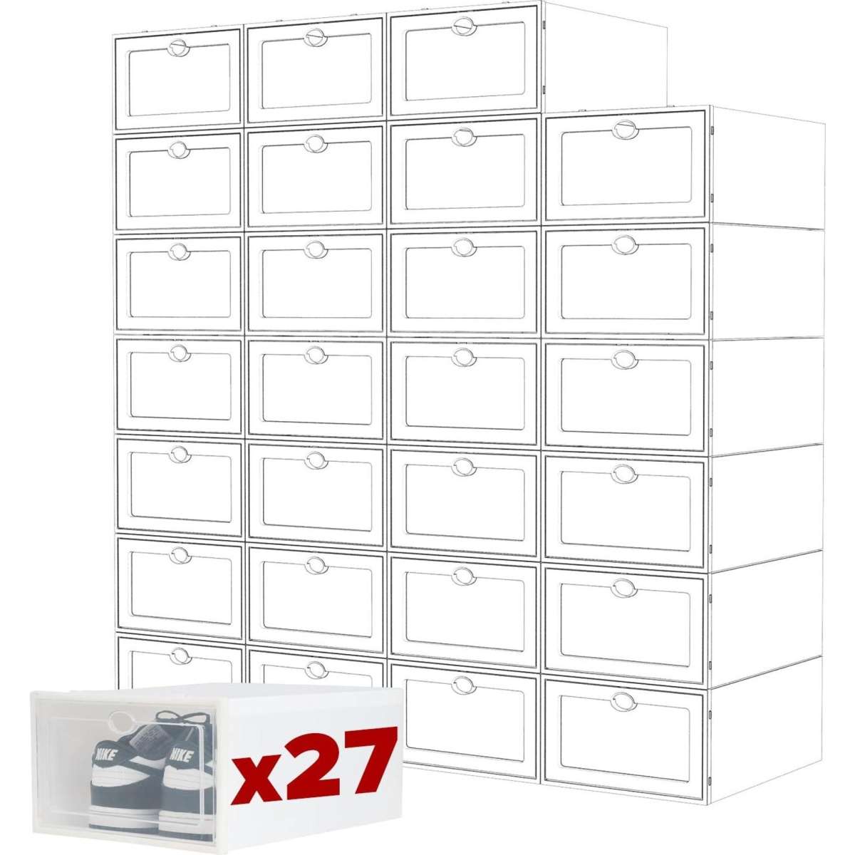Advwin 27 Pack Shoe Boxes Stackable Plastic Shoe Storage Boxes Woolworths