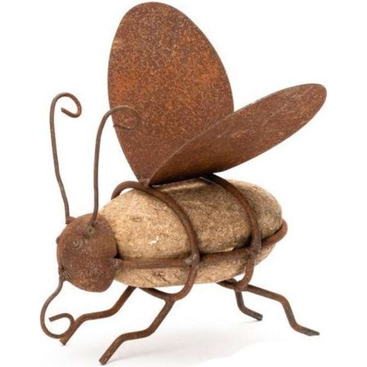 Garden Rust Metal Rock Bee Ornament Decor Brown 16cm Woolworths