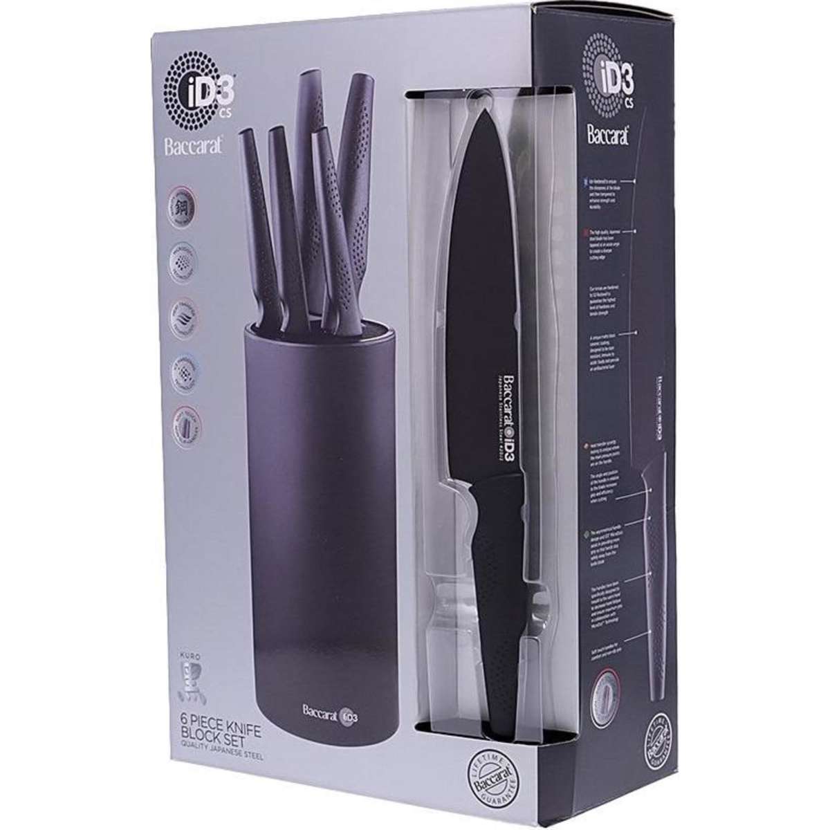 iD3 CS Kuro Knife Block 6 Piece Baccarat Woolworths