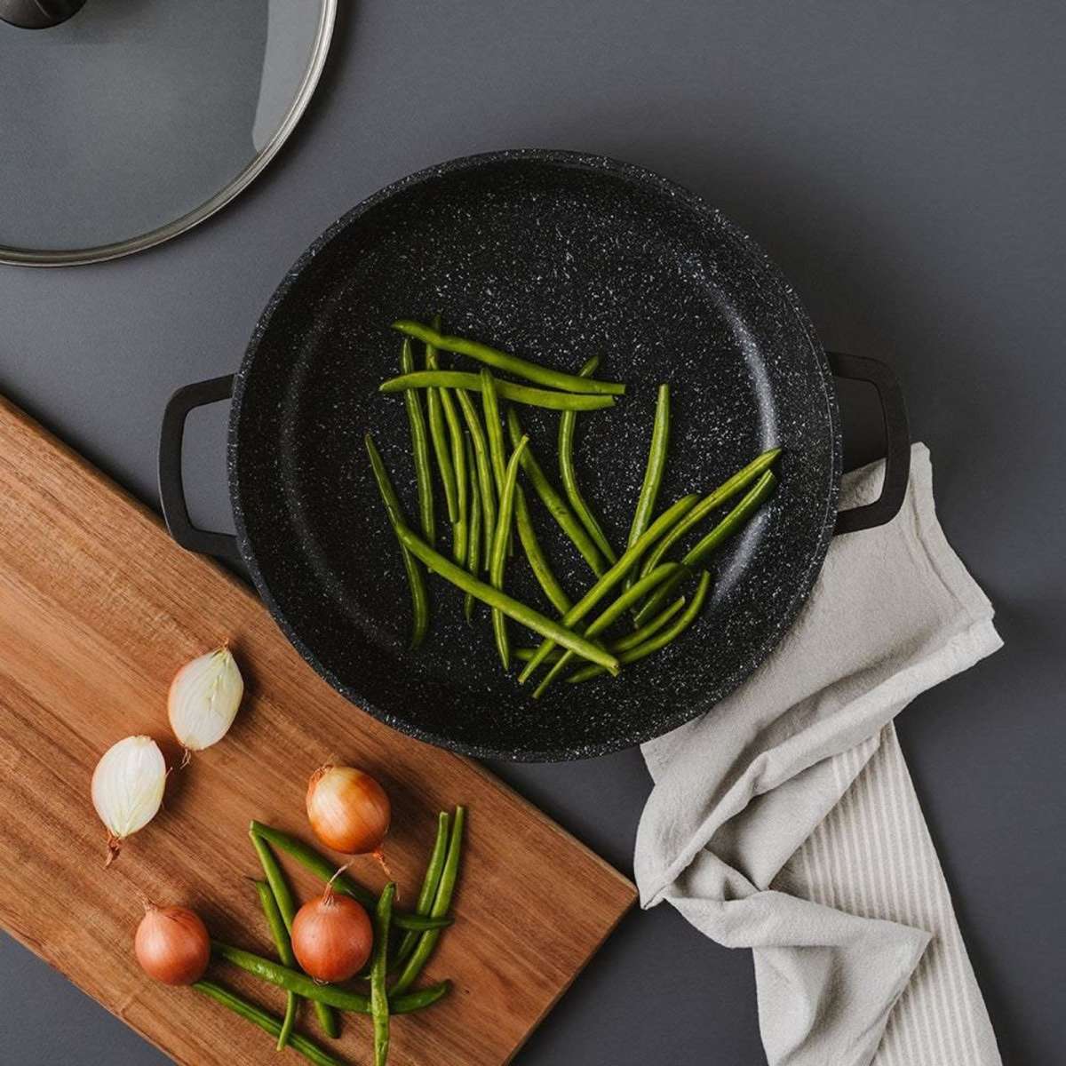 Baccarat STONE Non Stick Saute Pan with Lid 32cm Woolworths