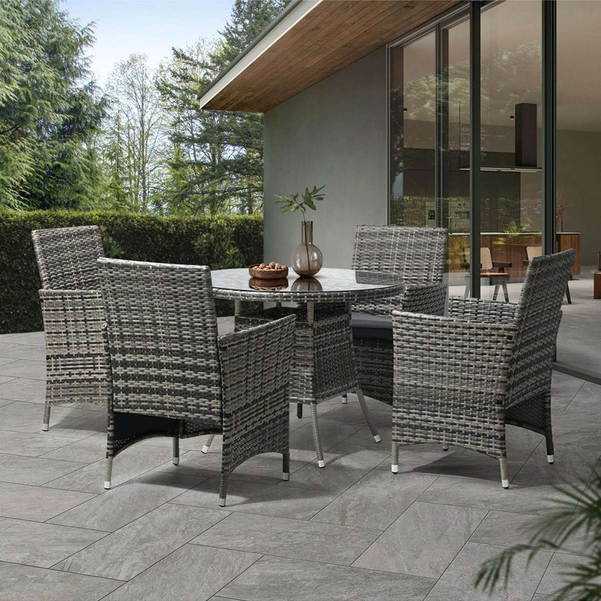 Livsip Outdoor Dining Set Table & Chairs 5PCS Patio Furniture Lounge ...