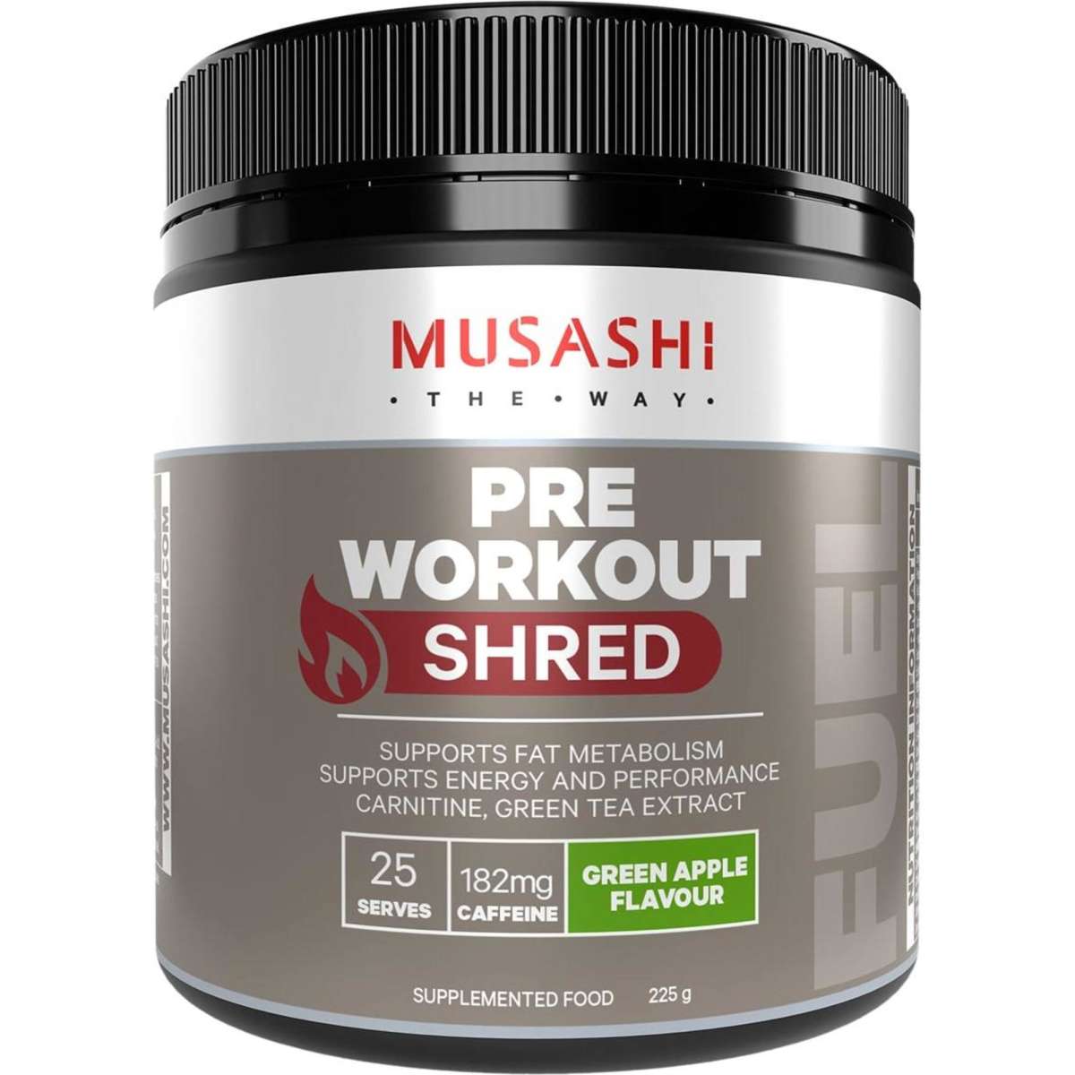 Musashi Pre Workout Green Apple 225g Woolworths