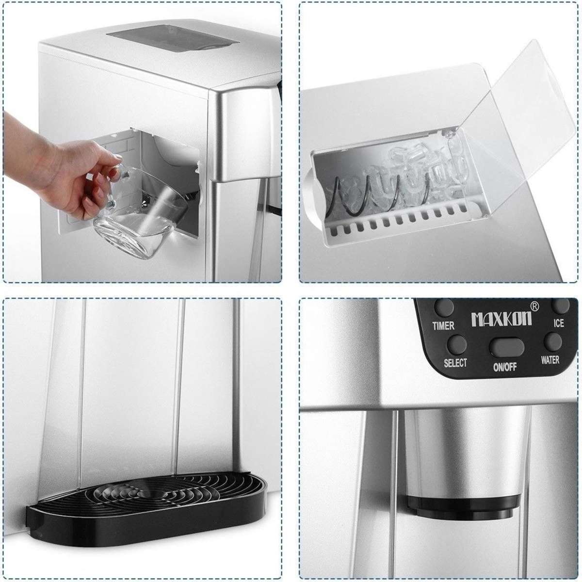 Maxkon Portable Ice Maker Machine Water Dispenser Home & Commercial Use