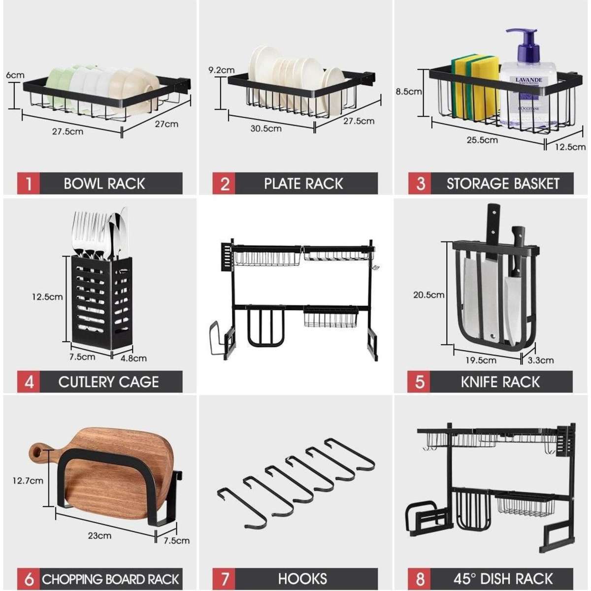 Ausway Large Kitchen Dish Rack Over the Sink Dish Drying Rack Stainless Steel with Utensil