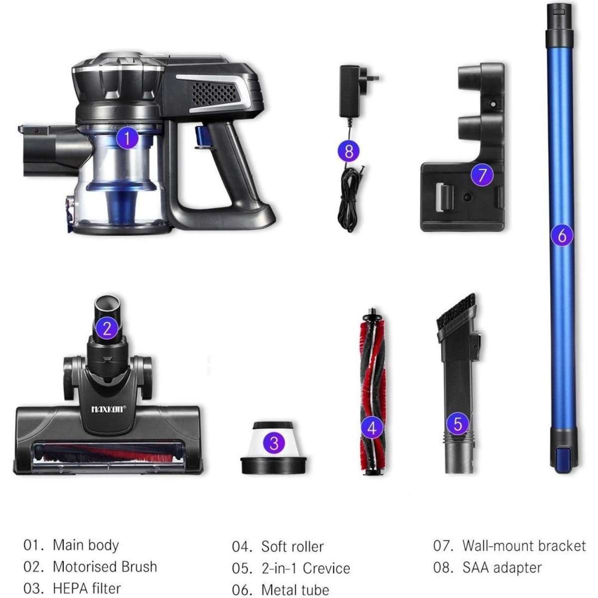 Maxkon 2in1 Cordless Vacuum Cleaner Stick Handheld Cleaning 2 Speed