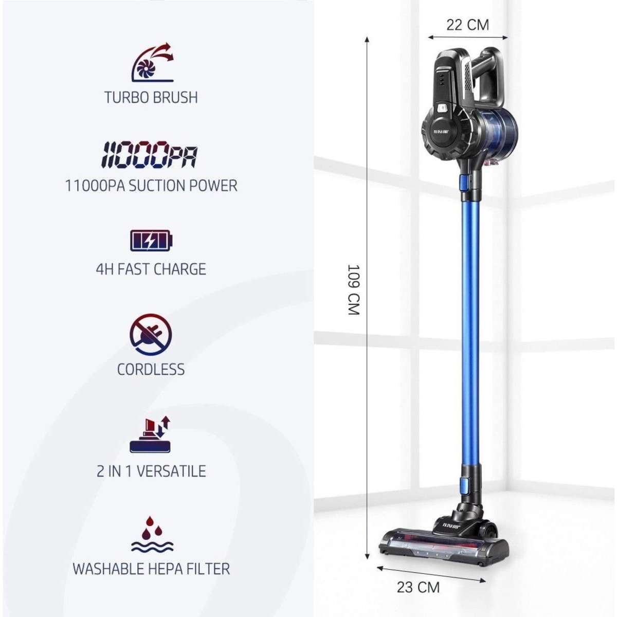 Maxkon 2in1 Cordless Vacuum Cleaner Stick Handheld Cleaning 2 Speed