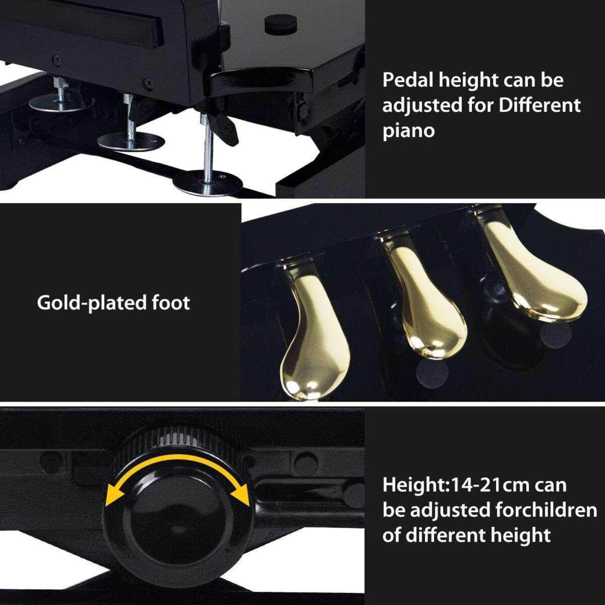 Ausway Piano Pedal Extender Bench Footstool Platform for Kids with 3