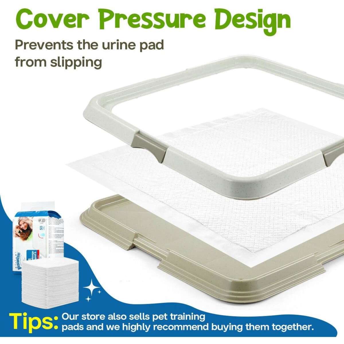 PAWISE Pet Dog Pee Pad Holder Indoor Puppy Potty Training Tray Portable