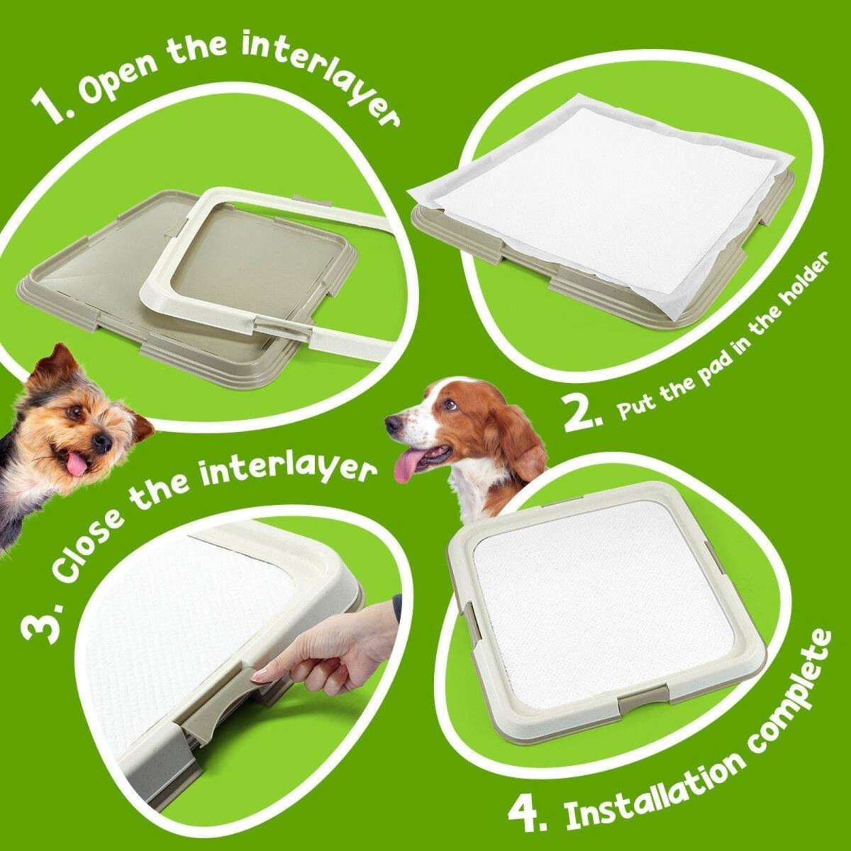 PAWISE Pet Dog Pee Pad Holder Indoor Puppy Potty Training Tray Portable