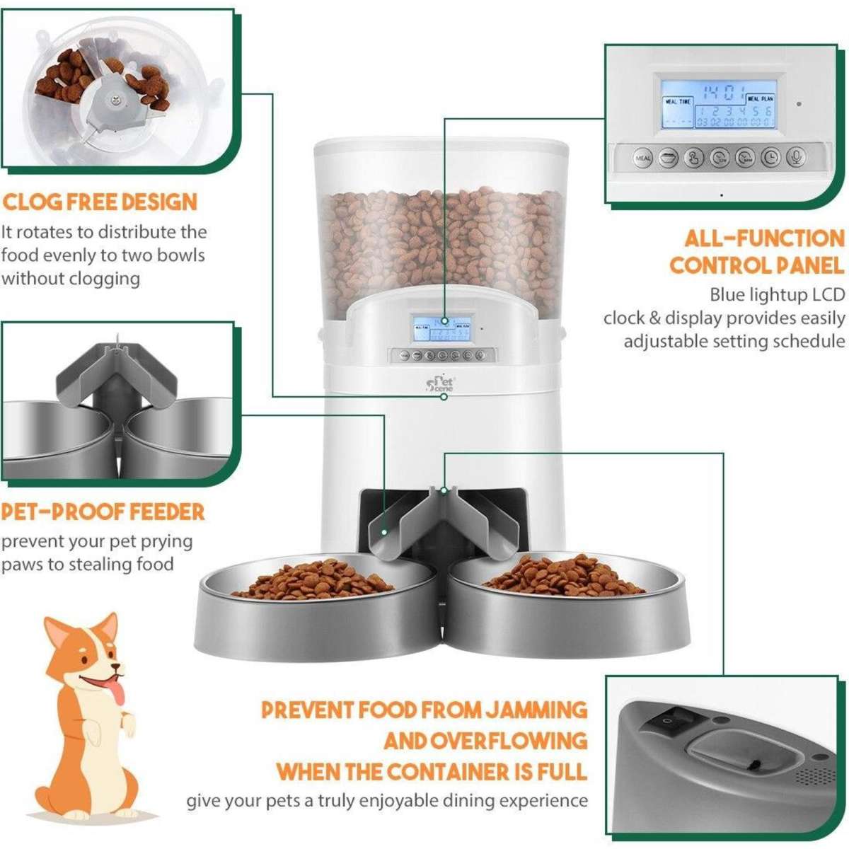 Pet Scene Petscene 7L Automatic Pet Cat Feeder Dog Food Dispenser Voice ...