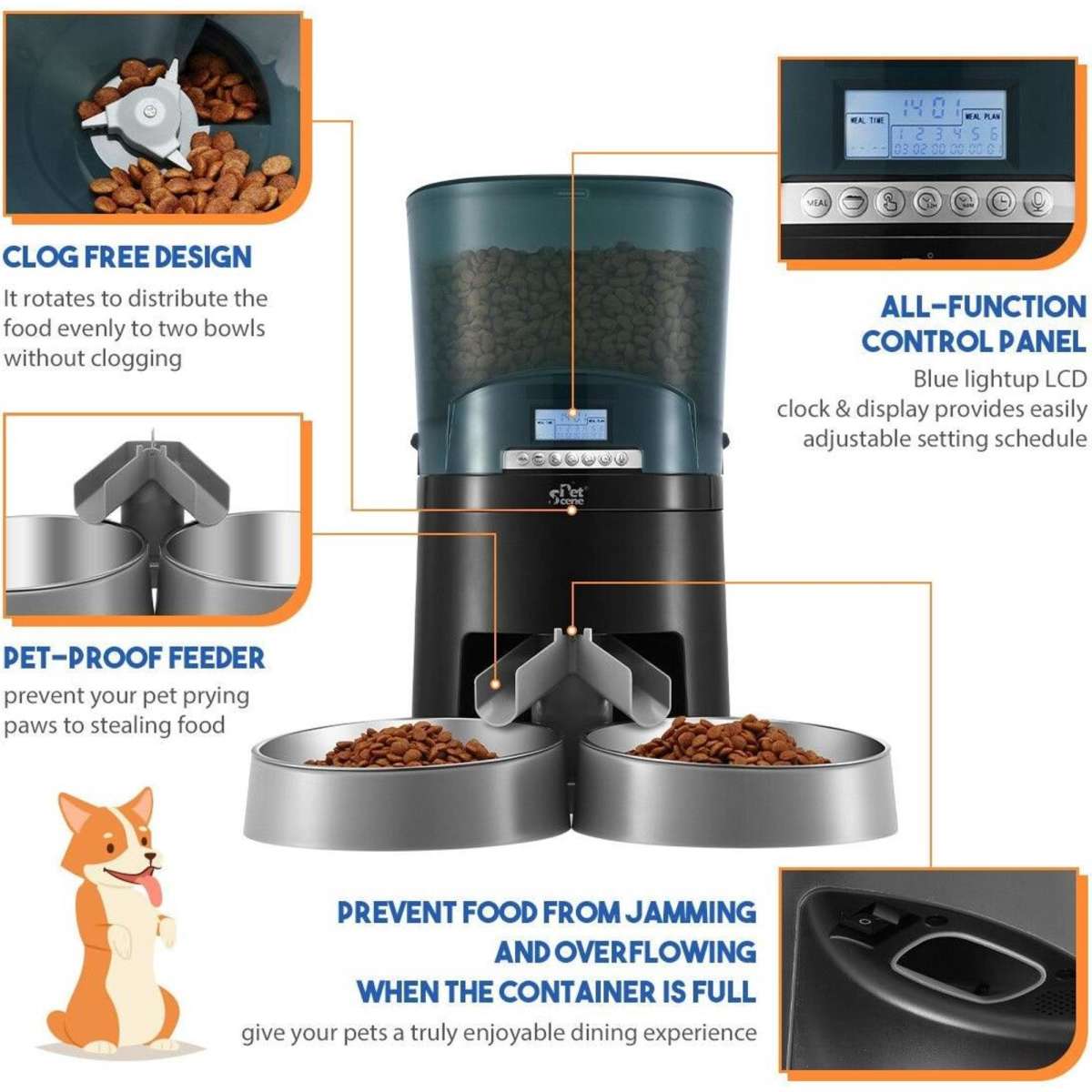 Pet Scene Petscene Automatic Pet Feeder 7L Auto Dog Cat Food Dispenser