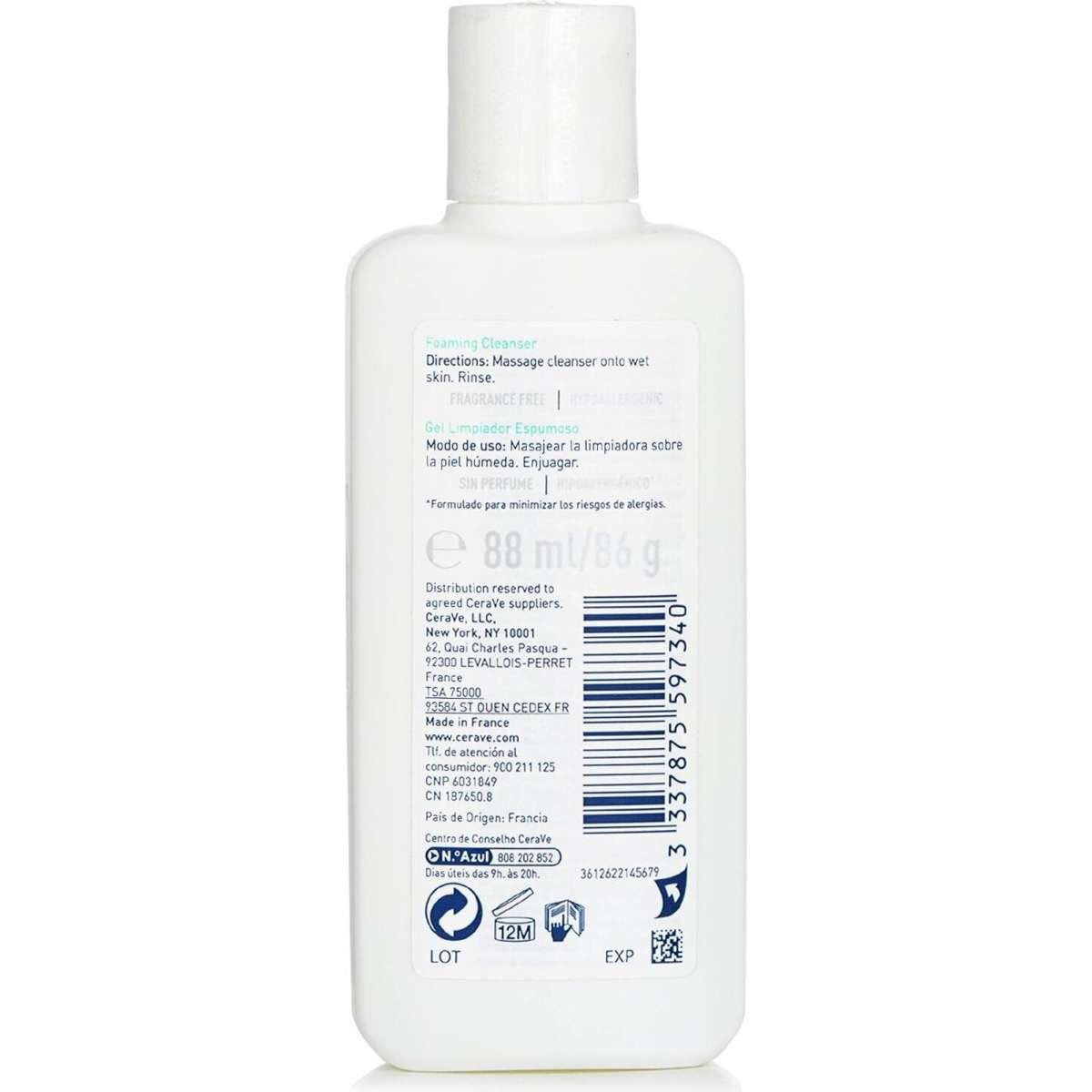 CeraVe Foaming Cleanser For Normal To Oily Skin 88ml/3oz Woolworths