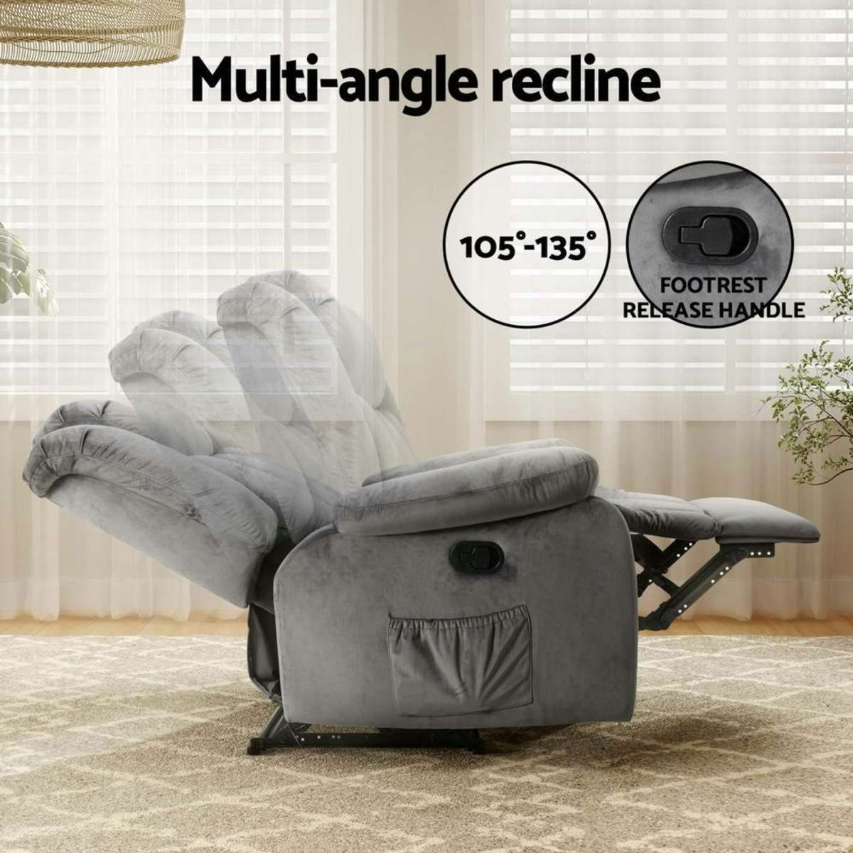 Artiss Recliner Chair Electric Massage Heated Chair Grey Woolworths