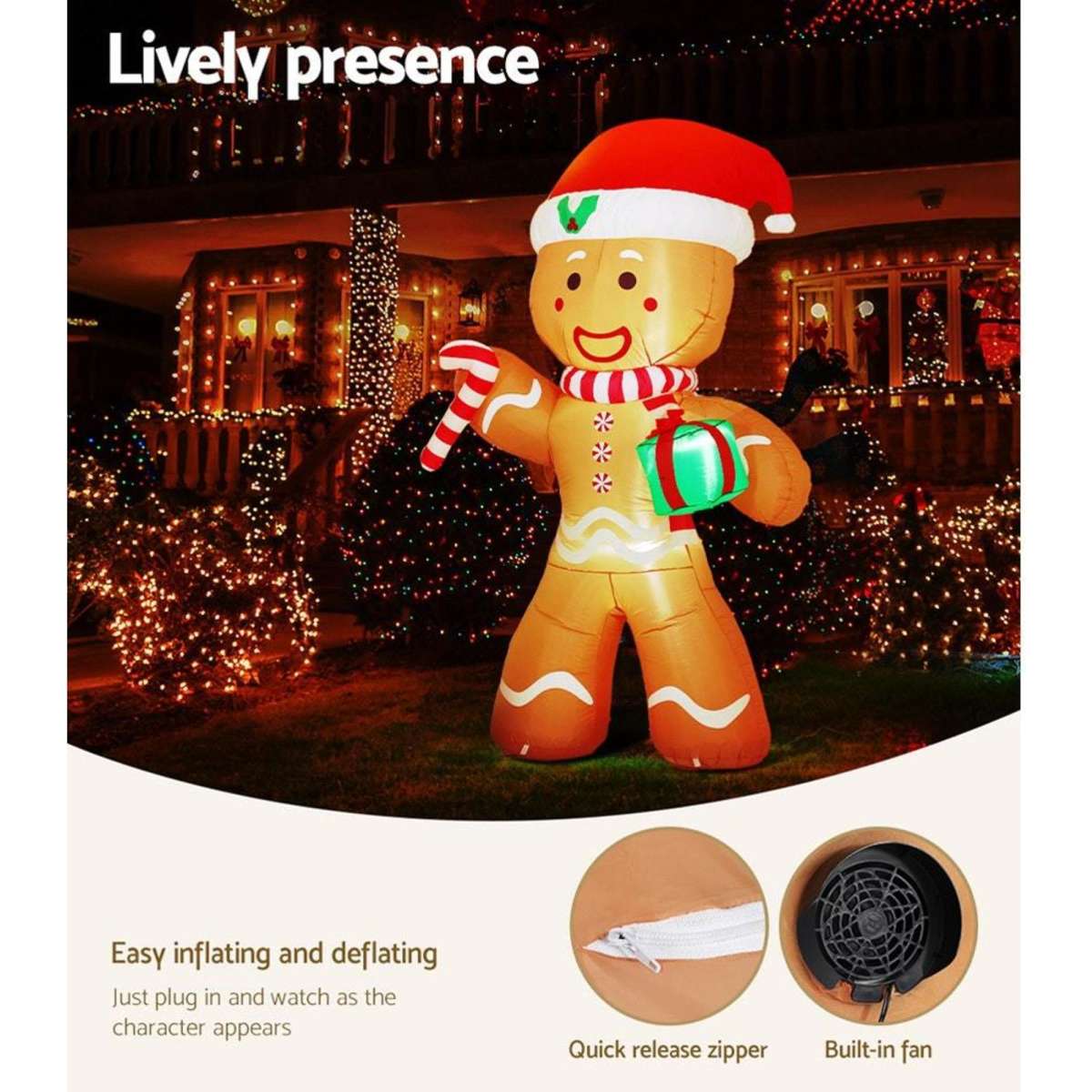 Jingle Jollys Christmas Inflatable 2.3M Illuminated Bear Doll Outdoor