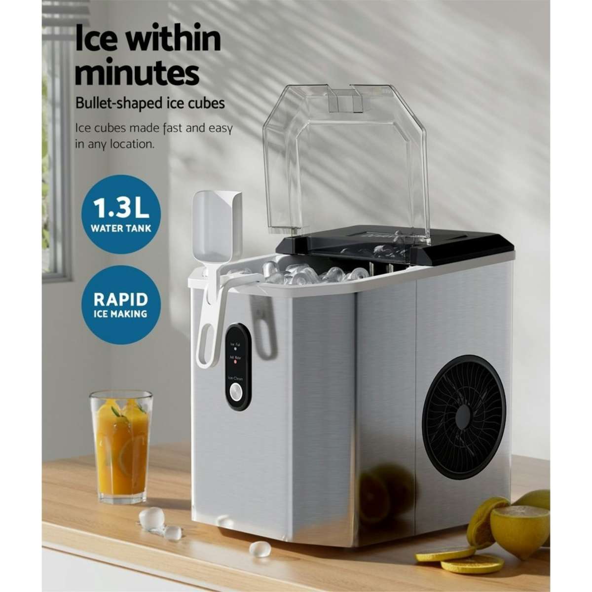 Devanti Ice Maker Machine 12kg Silver Woolworths