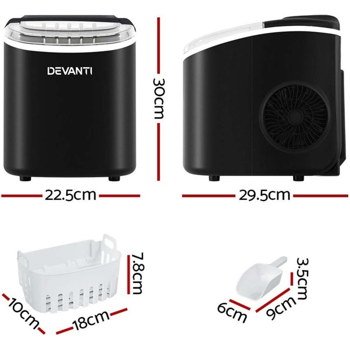 Devanti Portable Ice Maker Machine 12kg Woolworths
