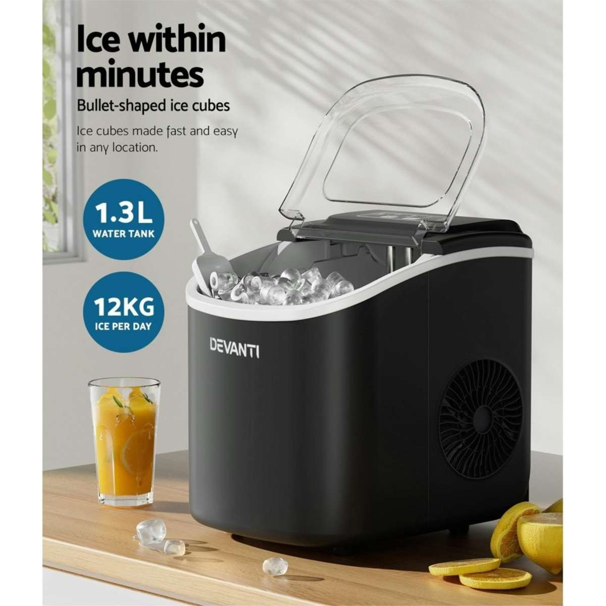 Devanti Portable Ice Maker Machine 12kg Woolworths