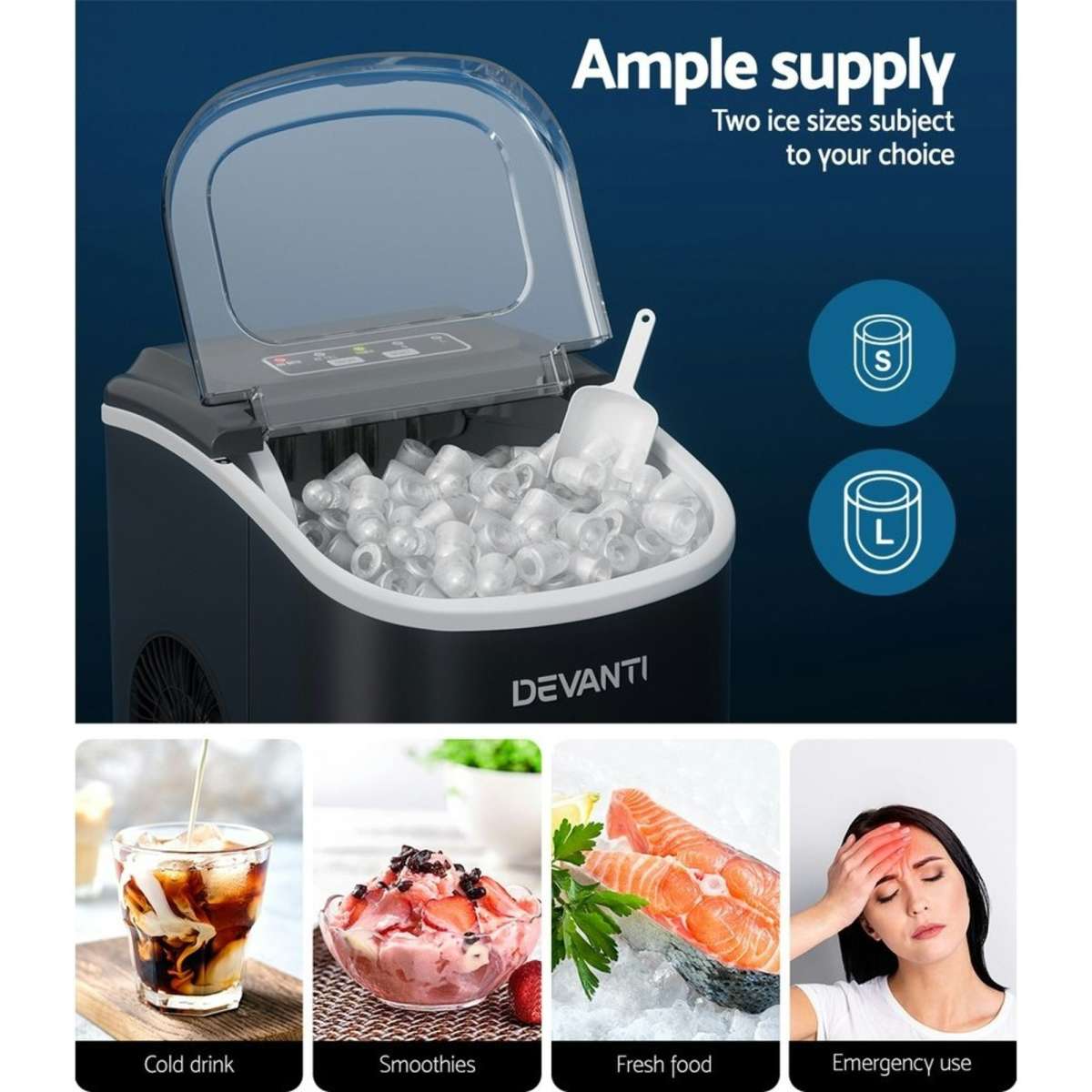 Devanti Portable Ice Maker Machine 12kg Woolworths