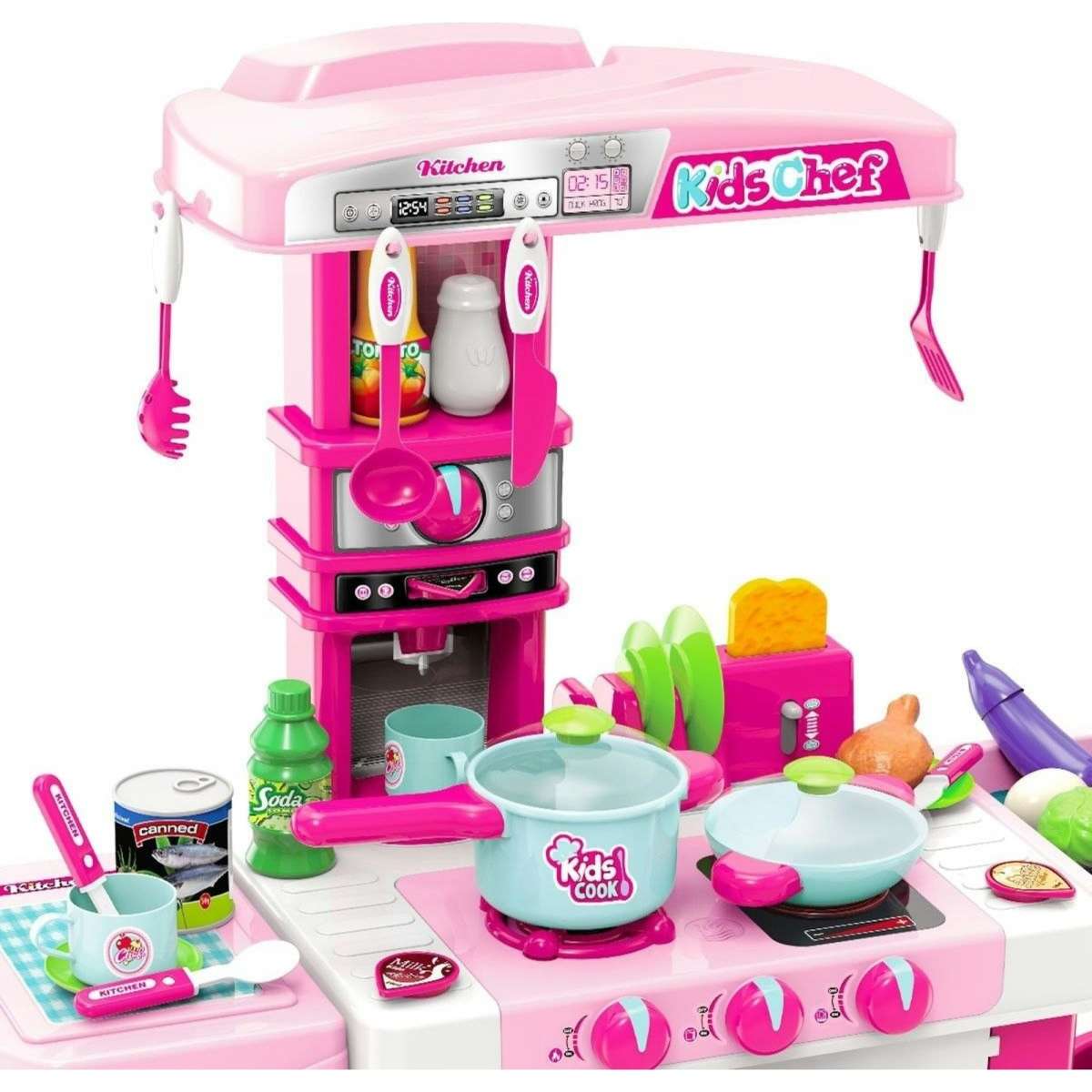 Ausway 29 Pcs Large Kids Kitchen Pretend Play Set Children Cooking Toys 