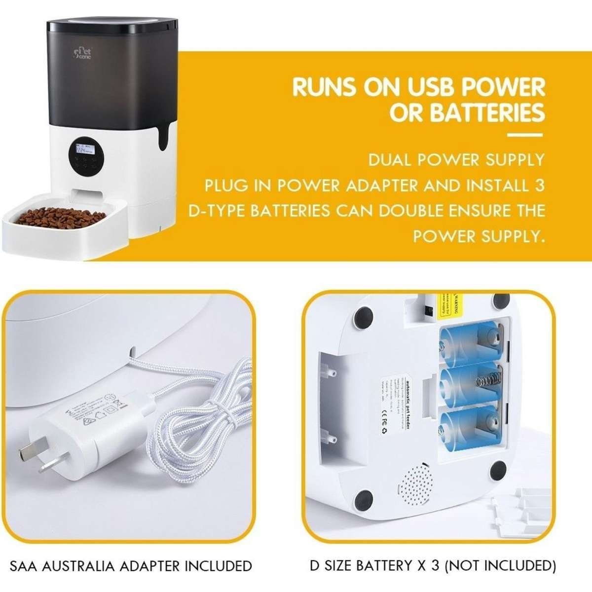 Pet Scene Petscene 6L Automatic Pet Feeder Dog Cat Feeder Food Dispenser with LCD Screen