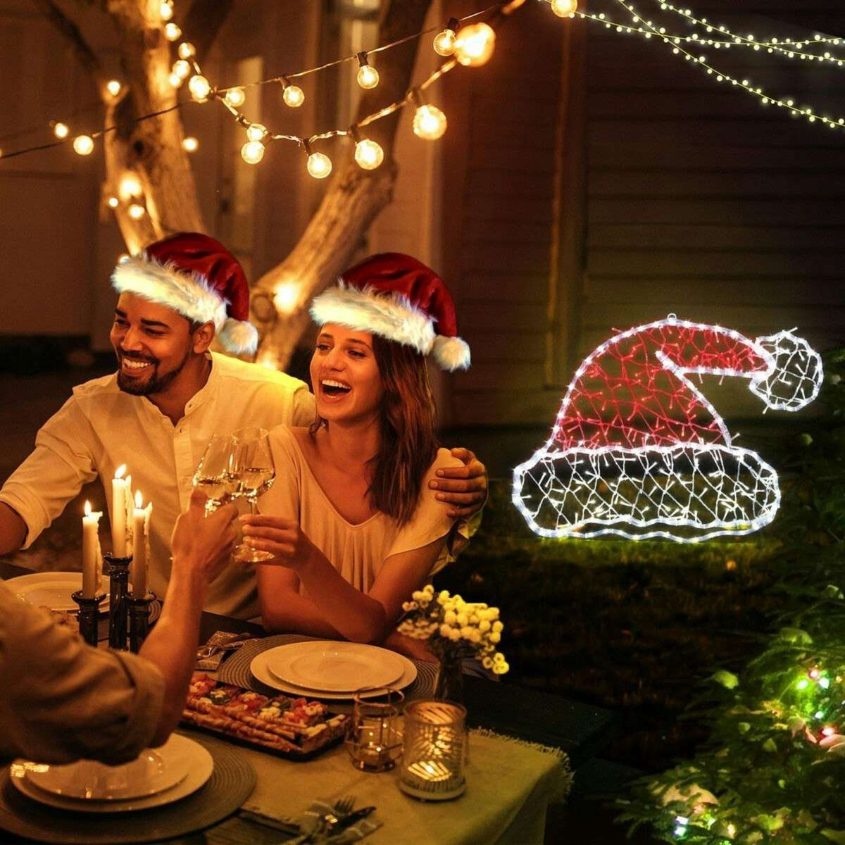 Solight Christmas Light Decor Santa Hat LED Strip Rope Xmas Holiday ...