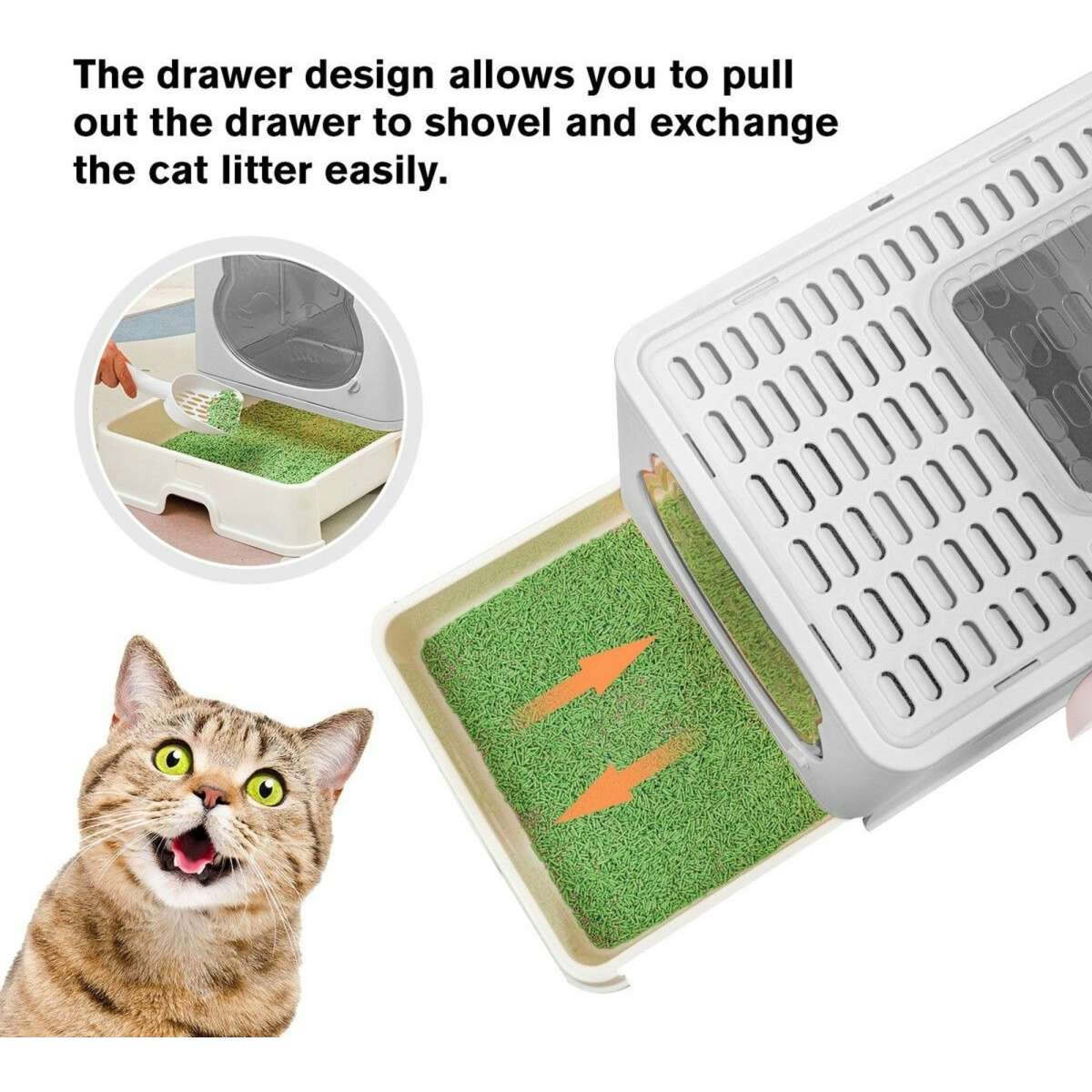 Pet Scene Cat Litter Box Tray Enclosed Kitty Toilet Training Front Top