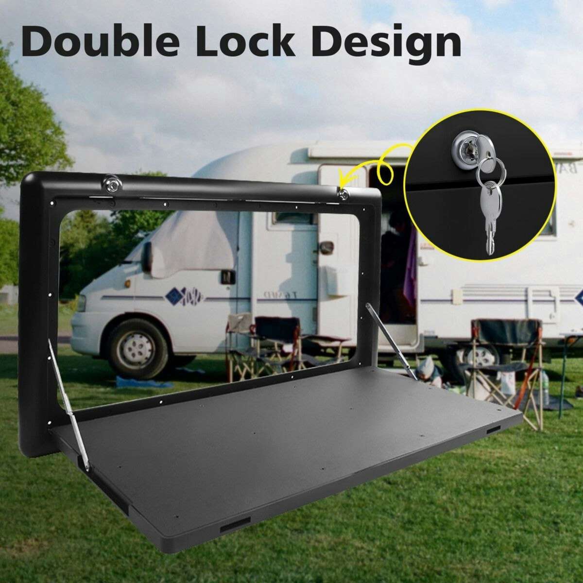 OGL RV Wall Camping Table Camper Folding Picnic Caravan Exterior Mount