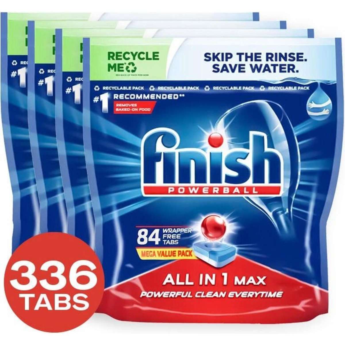 Finish 336 x Powerball Allin1 Max Dishwasher Tablets (4 x 84 Pack