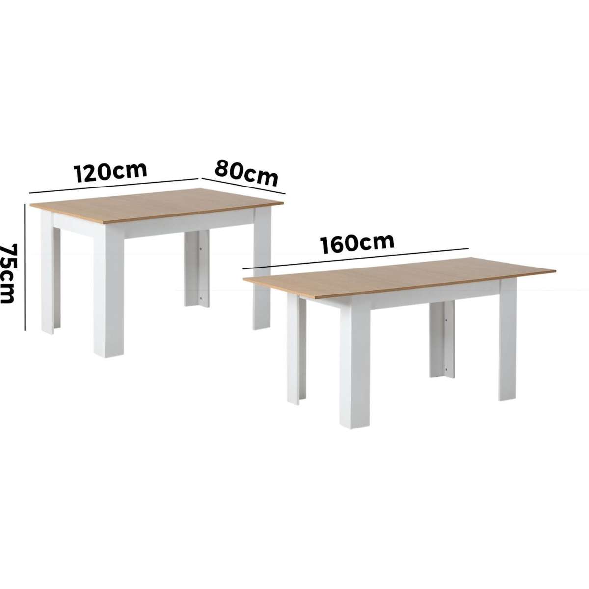 Oikiture 160cm Extendable Dining Table Kitchen Restaurant Cafe Table WoodenWhite Woolworths